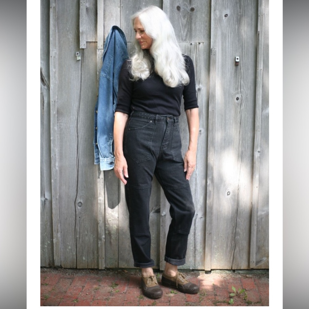 Gamine Workwear Madame X Dungarees jeans, selvage black denim